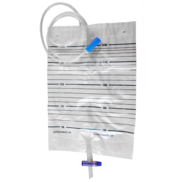 Set 10 pungi urinare, 2000 ml, sterile, fără latex, supapă evacuare T, unică folosință
