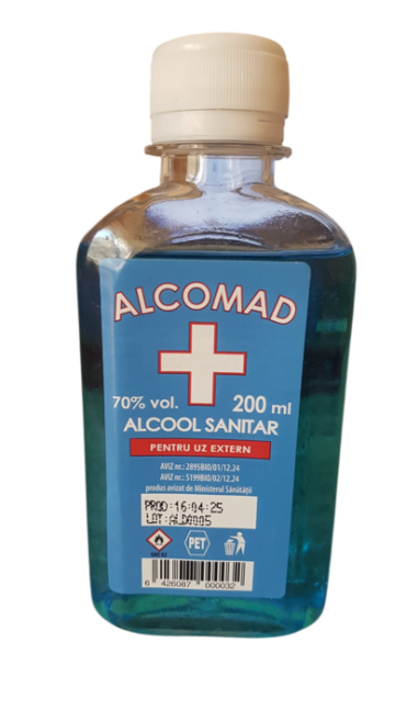 Alcool sanitar pentru uz extern, Alcomad, 70%, 200ml
