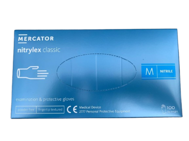 Mercator Nitrylex CLASSIC, mănuși nitril, fără pudră, AQL 1, Albastru, 100 bucăți / set, mărimea M