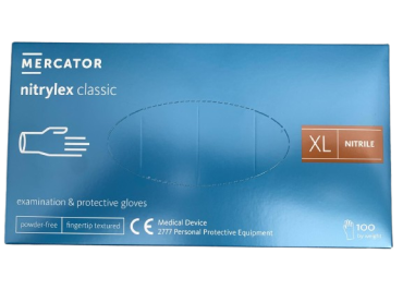 Mercator Nitrylex CLASSIC, mănuși nitril, fără pudră, AQL 1, Albastru, 100 bucăți / set, mărimea XL